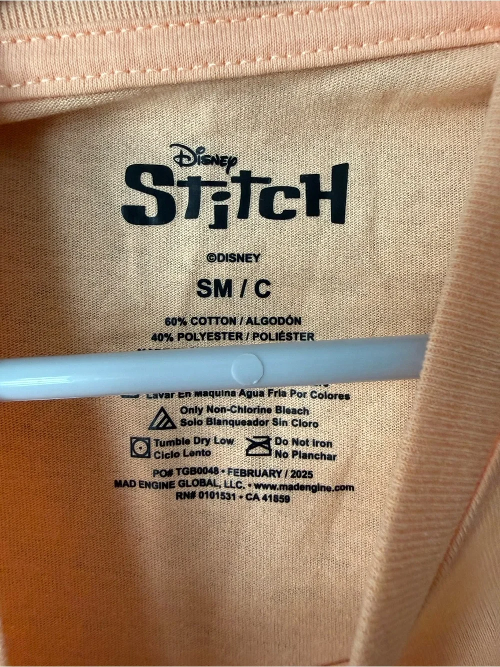 Disney Stitch Graphic Tank Top Surf Skate Style Peach Size S 6/7 - Picture 2 of 2